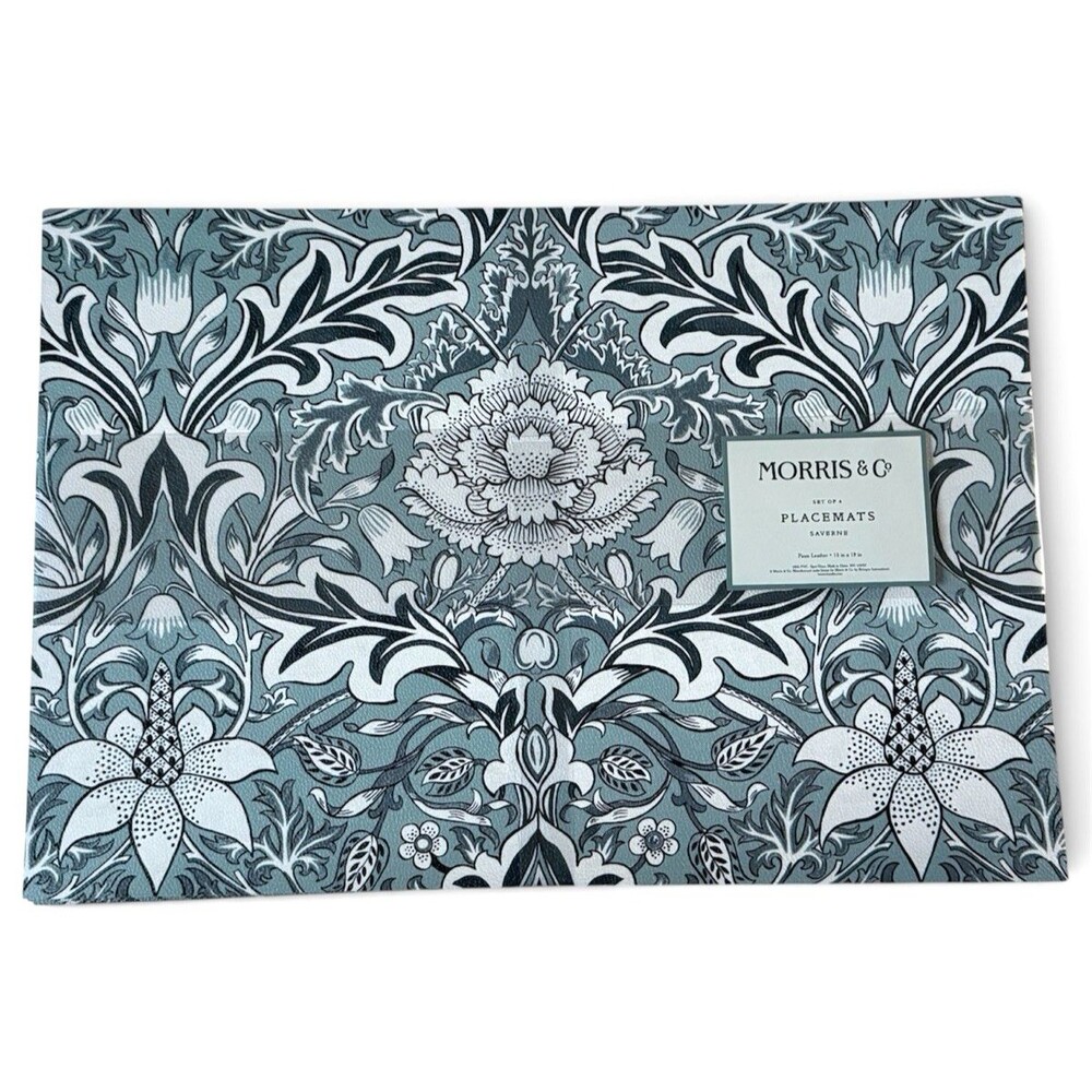 Morris & Co Saverne Faux Leather Placemats Set of 4 Pebbled PVC English Garden